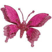 Glitter Fantasy Butterfly Fuschia Clip-On 7 x 3"