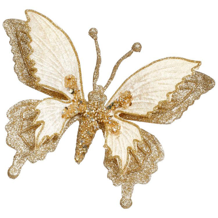 Glitter Fantasy Butterfly Gold Clip-On 7 x 3"