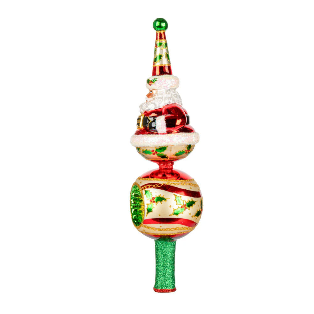 Ho Ho Holly Cheer Finial Tree Topper