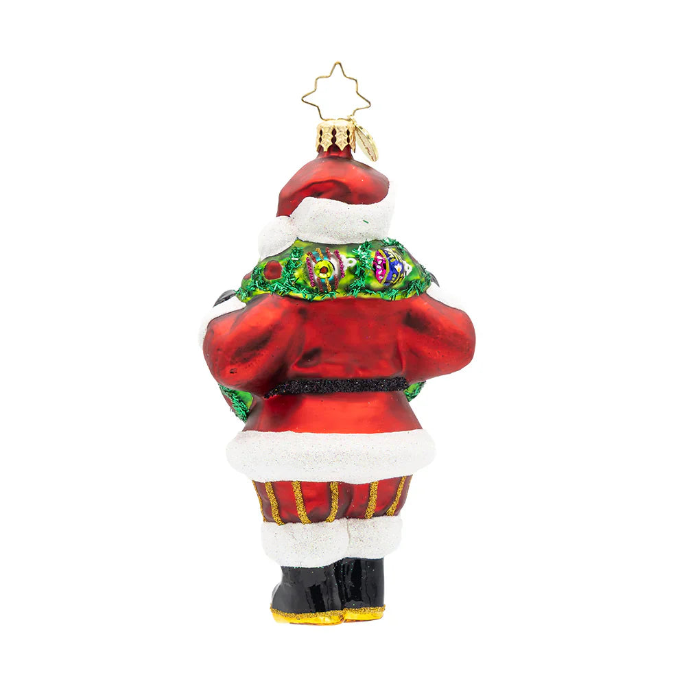 Vintage Holiday Wreath Santa Ornament