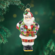 Vintage Holiday Wreath Santa Ornament
