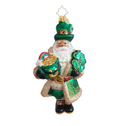 Shamrock Santa Ornament