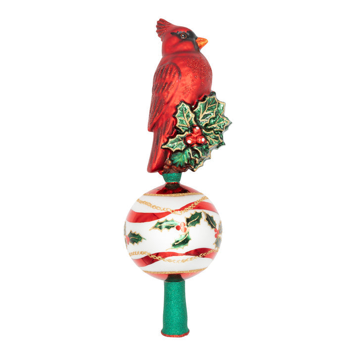 Majestic Cardinal Greetings Finial Tree Topper