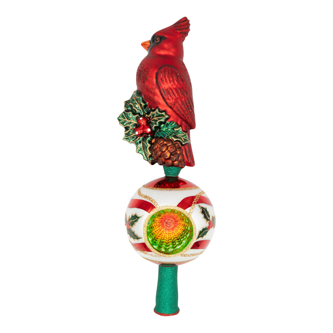 Majestic Cardinal Greetings Finial Tree Topper