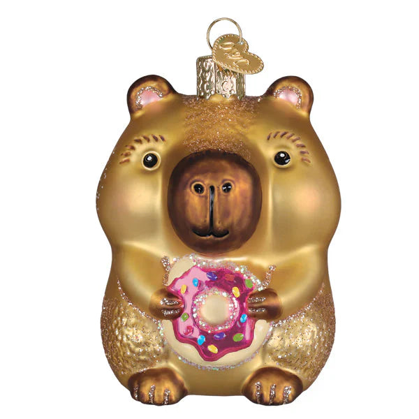 Capybara Eating Donut Ornament