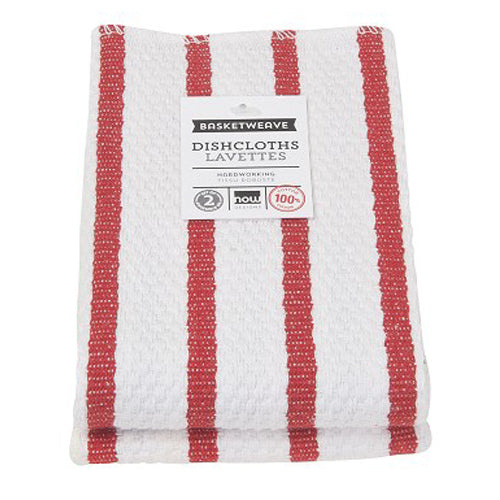 Red Basketweave Dishcloth Set of 2