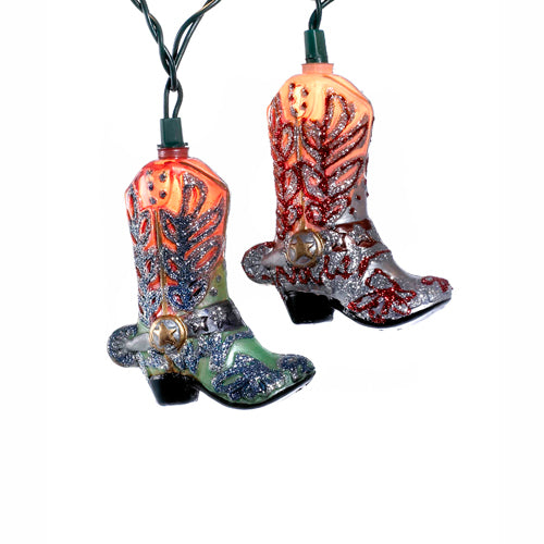 Cowboy Boots with Glitter 10 Light Set