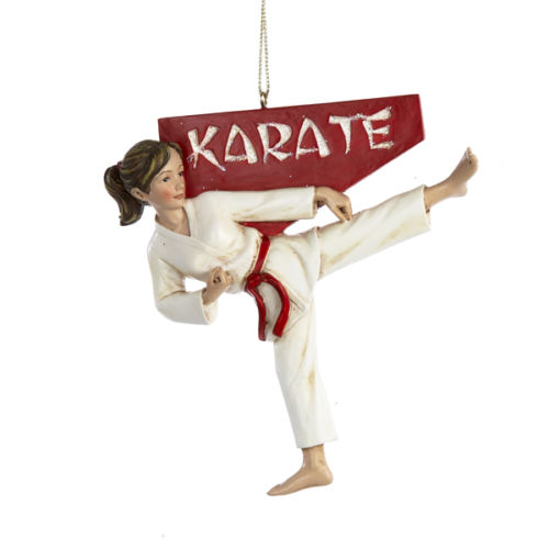 Karate Girl Ornament Resin 4"