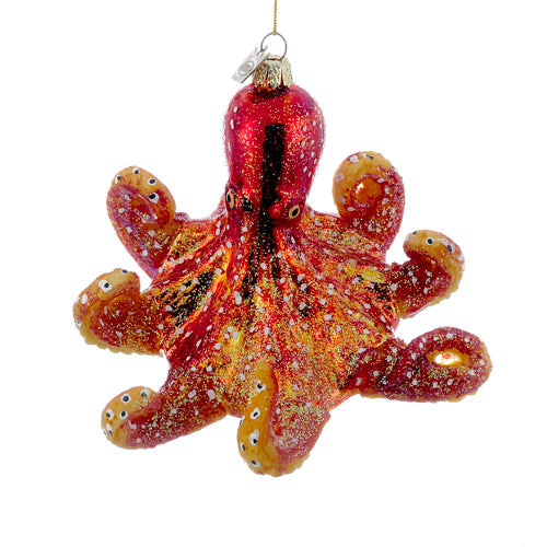 Octopus Glass Ornament 4"