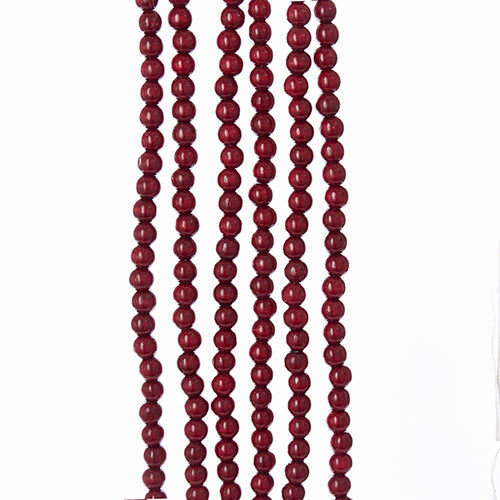 Wood Bead Burgundy Garland 9'