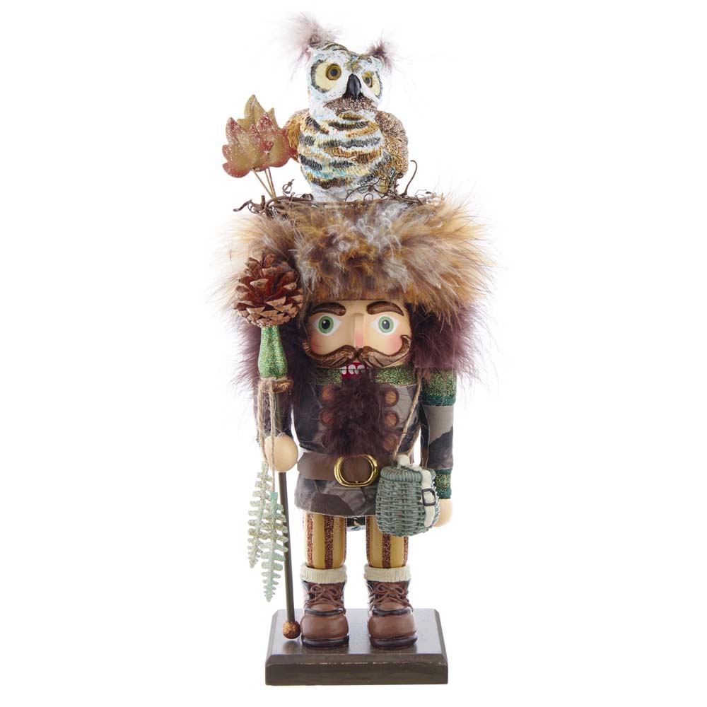 Hollywood Woodsman with Owl Hat Nutcracker 16"