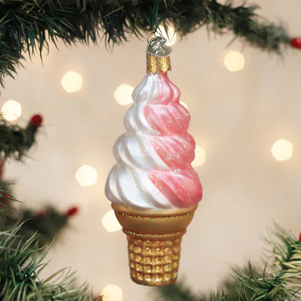Strawberry Swirl Soft Serve  Ornament