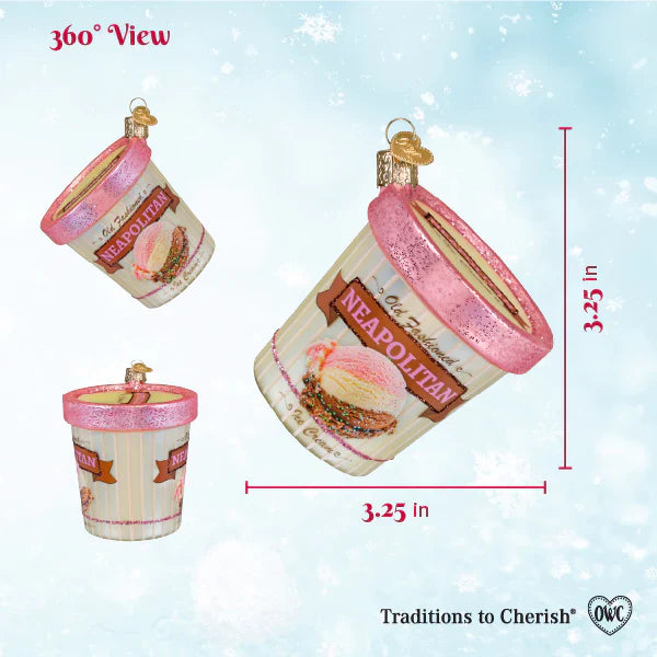 Neapolitan Ice Cream Pint Ornament