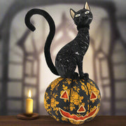 Elegant Black Cat on Pumpkin 30.5 Inches