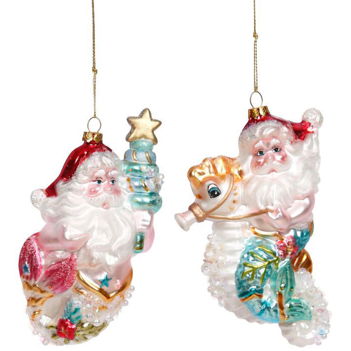 Santa Under the Sea Ornament 5 Inches Set of 2