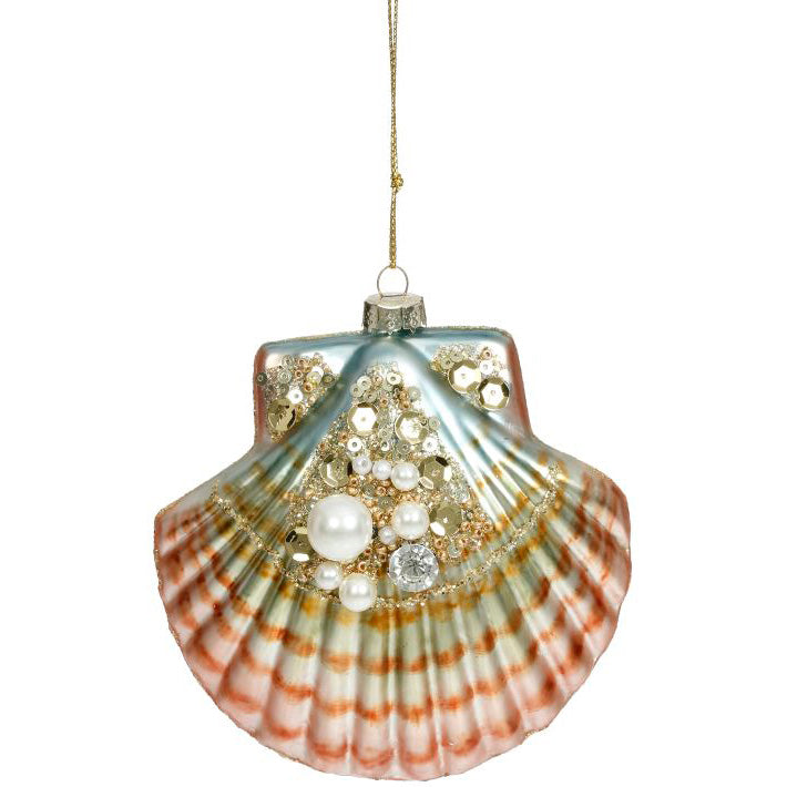 Clam Shell with Jewels Ornament