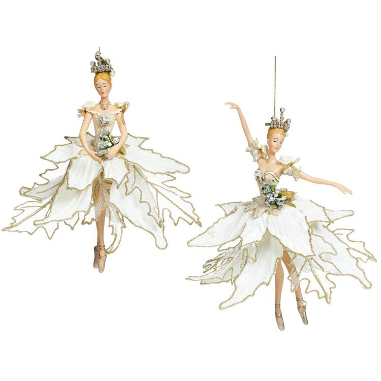 Ballerina Ornaments Ivory 10 Inches Set of 2