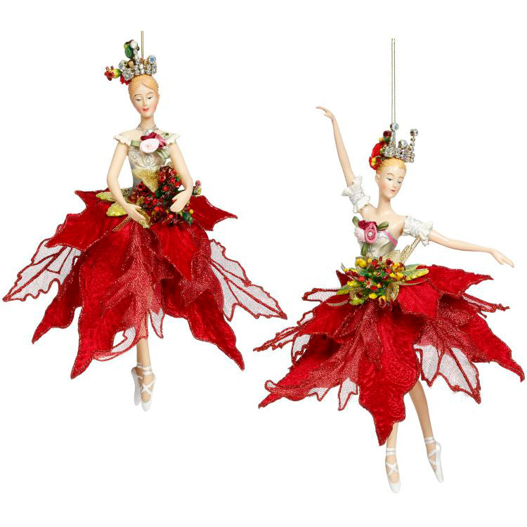 Ballerina Ornaments Red  10 Inches Set of 2