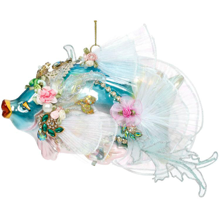 Jewel of the Sea Fish Ornament  Blue 8 x 7 Inches
