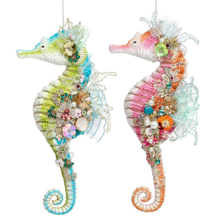 Jeweled Seahorse Ornament 17 Inches Set of 2