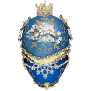 King's Jewels Faberge Jewel Egg Ornament Blue 7.5 Inches