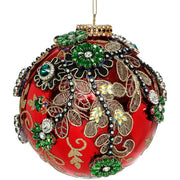 King's Jewels Ball Ornament Red 5 Inches