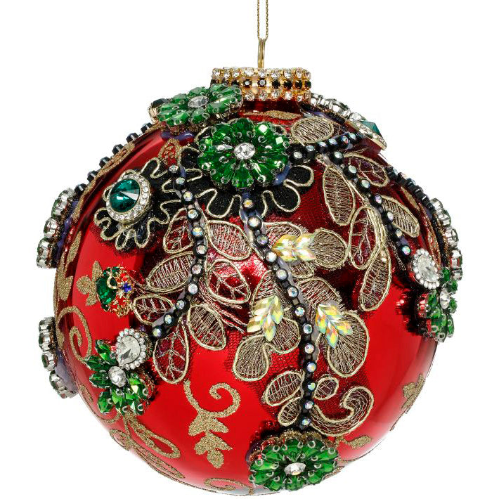 King's Jewels Ball Ornament Red 5 Inches