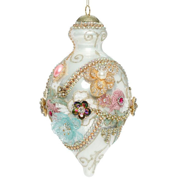 King's Jewels Fancy Finial Ornament White 8 Inches