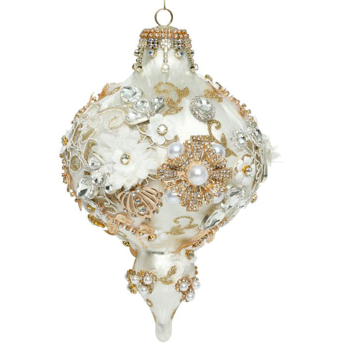 King's Jewels Extra Fancy Finial Ornament Ivory 8 Inches