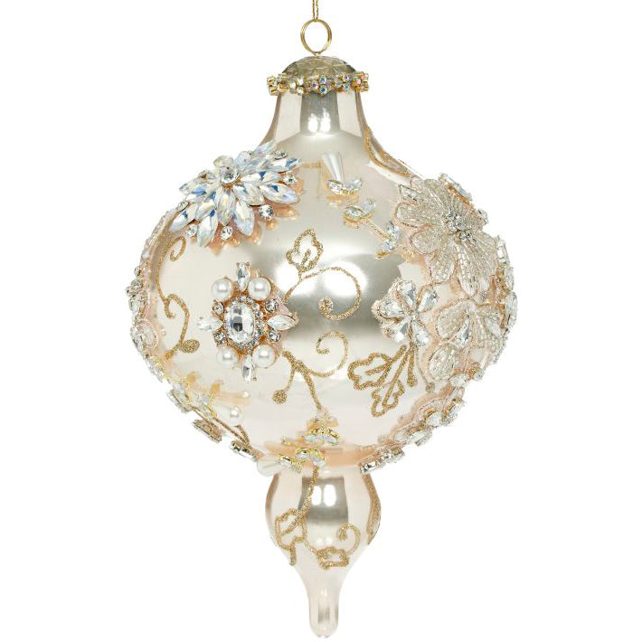 King's Jewels Extra Fancy Finial Ornament Peach 9 Inches