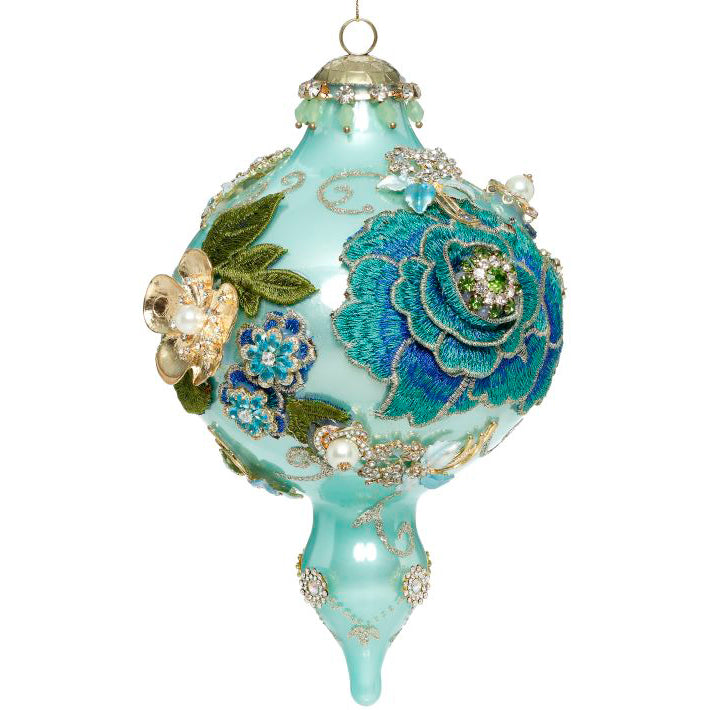 King's Jewels Extra Fancy Finial Ornament Turquoise 9 Inches