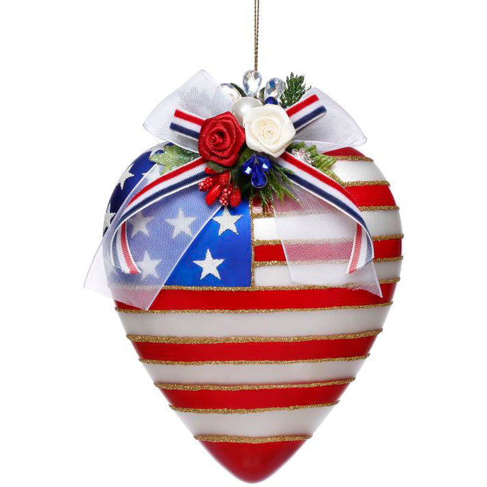 Stars and Stripes Heart Ornament 6 Inches