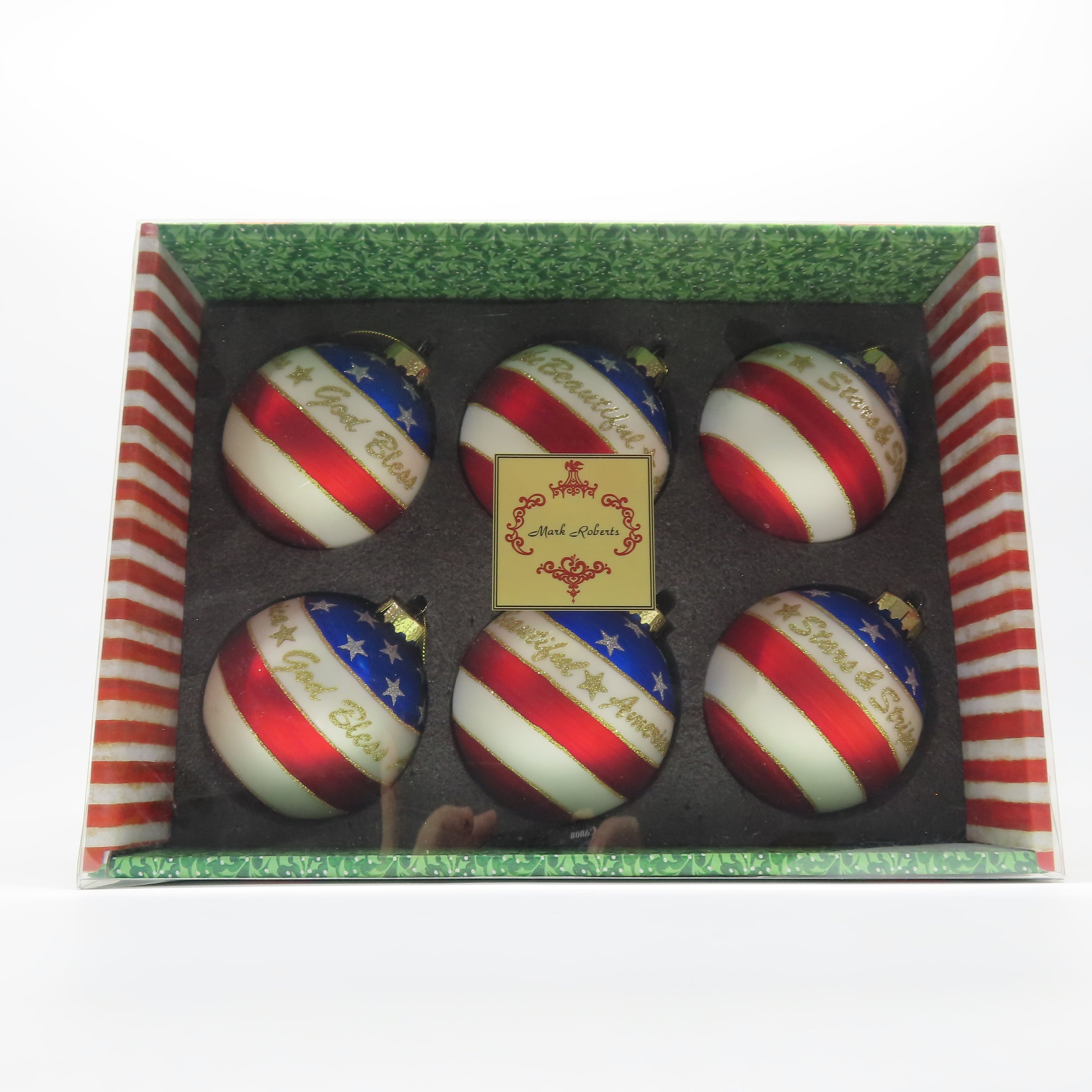Patriotic Ball Ornament 4 Inches Each Box of 6