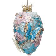 Faberge Jewel Egg Blue Ornament 7 Inches