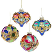 Venetian Jeweled Ornament 4" Gift Boxed Set of 4