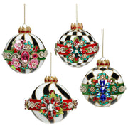 Timeless Jeweled Ornament 4" Gift Boxed Set of 4