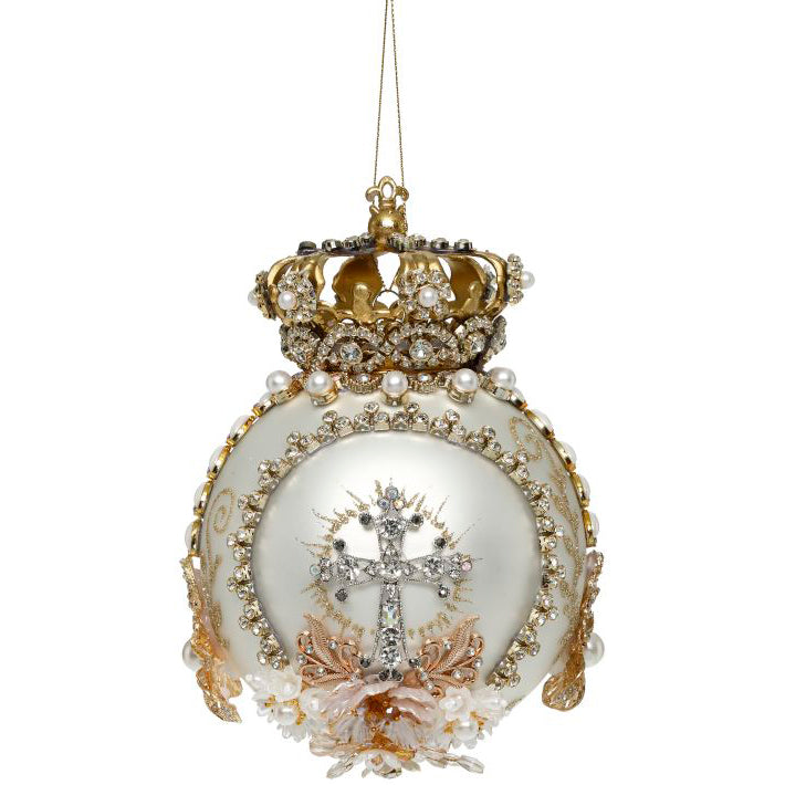 Crown Jewel Ornament White 7"