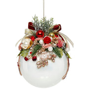 Floral Jeweled Ornament White 6"