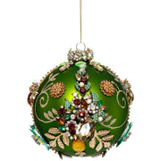 Kings Jewels Ball Ornament Green 5"