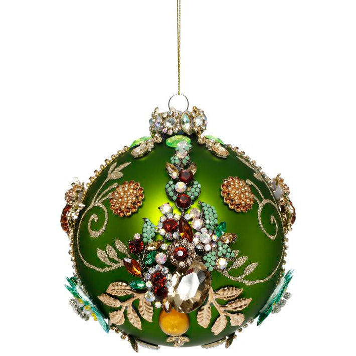 Kings Jewels Ball Ornament Green 5"