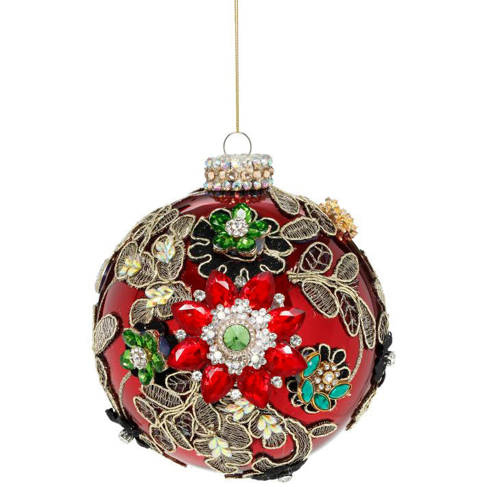 Kings Jewels Ball Ornament Red 5"