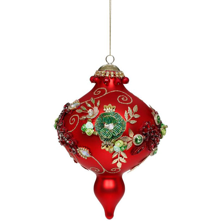 Kings Jewels Fancy Finial Ornament Red 8"