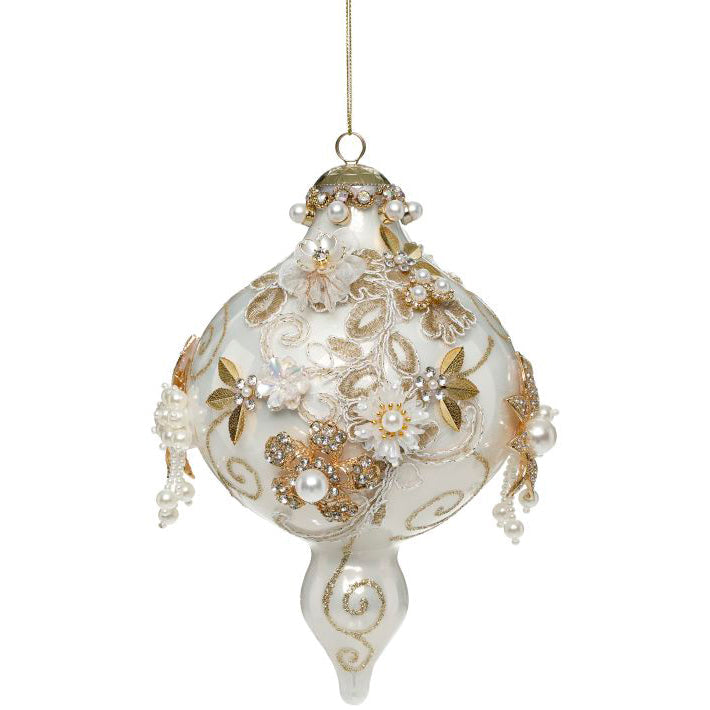 Kings Jewels Fancy Finial Ornament White 8"