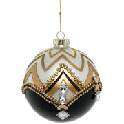 Jeweled Chevron Pattern Ornament 4.5" Gift Boxed Set of 4