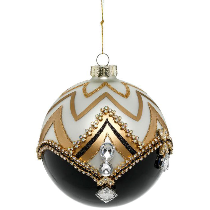 Jeweled Chevron Pattern Ornament 4.5" Gift Boxed Set of 4
