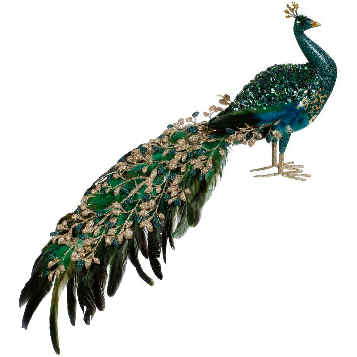 Elegant Fanned Tail Peacock 11 Inches