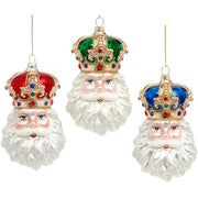 Crowned Santa Ornament 6.5 Inches Set of 3