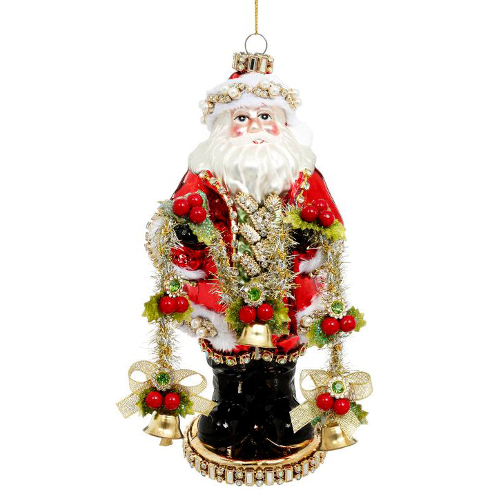 King's Jewels Jeweled Santa Ornament 9 Inches