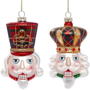 Festive Plaid King Nutcracker Ornament 5" Gift Boxed Set of 6