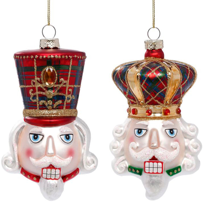 Festive Plaid King Nutcracker Ornament 5" Gift Boxed Set of 6